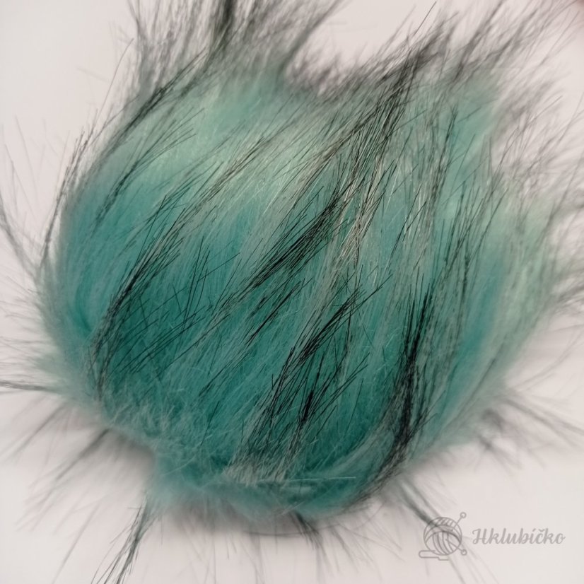 Bambule 15 cm z umělé kožešiny s poutkem tyrkysová s černými konci