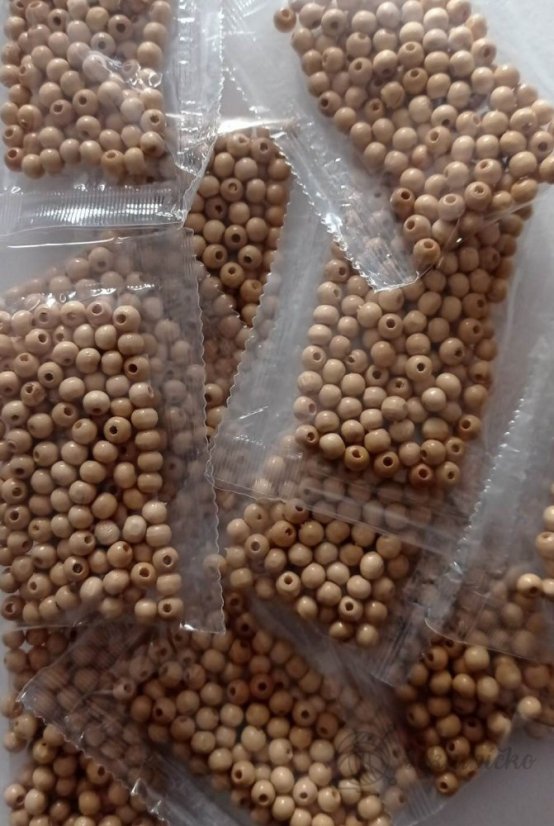 Dřevěné korálky O6 mm  10g světlé