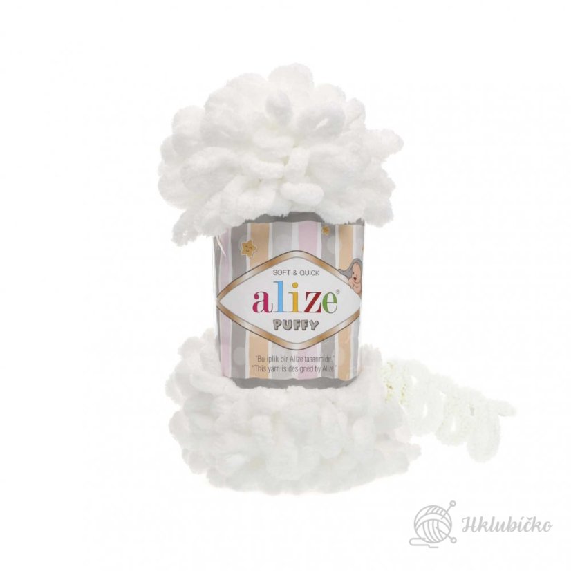 Příze Alize Puffy 55 Bílá Příze Alize Puffy 55 Bílá