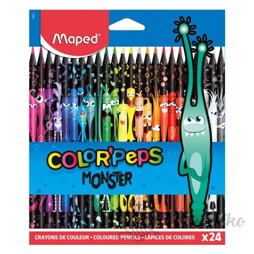 Pastelky trojhranné MAPED "COLOR'PEPS MONSTER" sada 24 ks