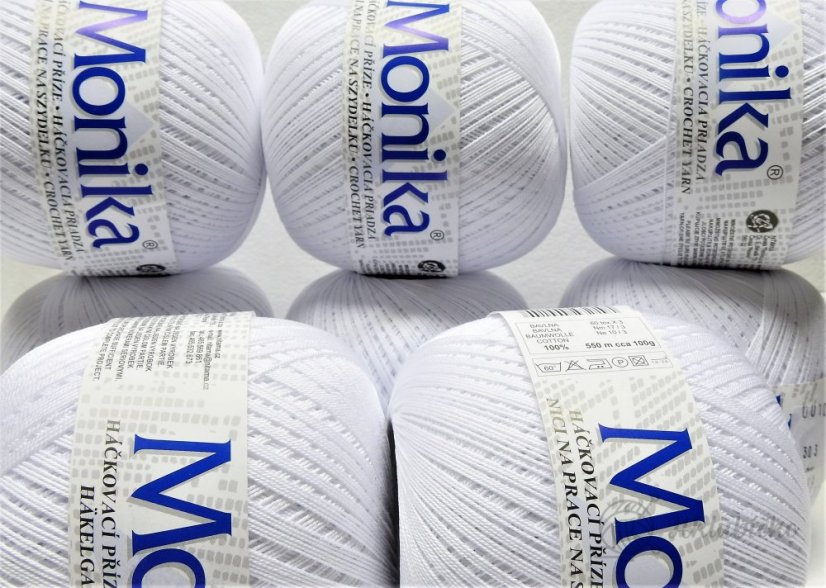Háčkovací příze Monika – bílá