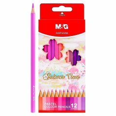 Pastelky šestihranné  12 ks růžové -purpurové
