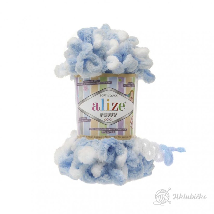 Příze Puffy color 5865 modro bílá