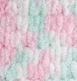 Příze Puffy color 6052 – marshmallow zeleno růžovo bílá