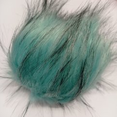 Bambule 15 cm z umělé kožešiny s poutkem tyrkysová s černými konci