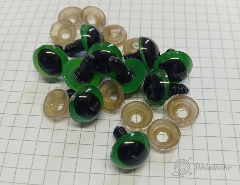Bezpečnostní kočičí oči zelené 14mm Bezpečnostní kočičí oči zelené 14mm