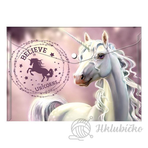 Obal spisový s klopou a drukem A5  jednorožec unicorns