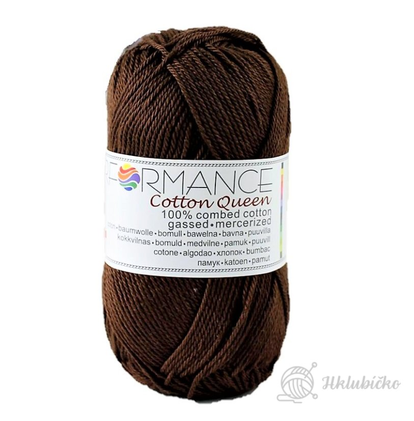 Bavlněná příze Cotton Queen 100% čoko hnědá Bavlněná příze Cotton Queen 100% čoko hnědá
