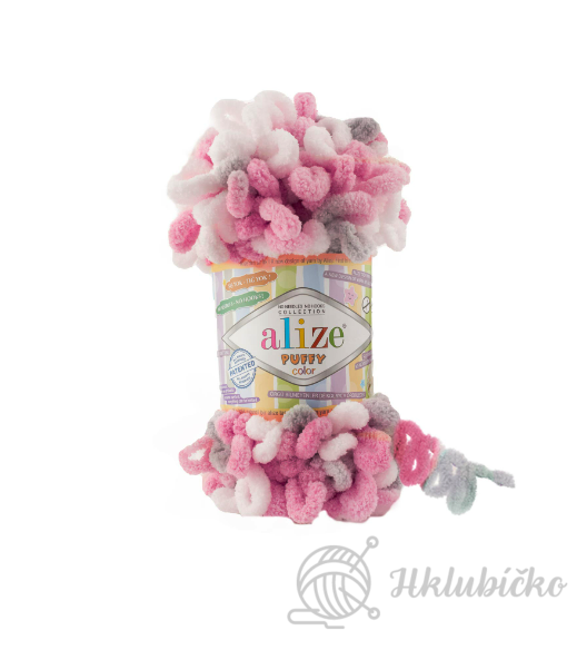 Příze Puffy color 6370 – růžovo-šedo-bílá