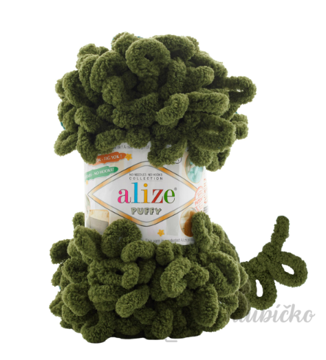 Příze Alize Puffy 620 tmavá oliva