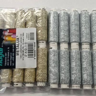Nitě vyšívací 100 m Metalux 301 stříbrná