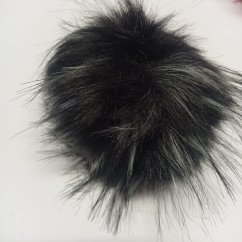 Bambule 15 cm z umělé kožešiny s poutkem černobílá