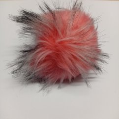 Bambule 15 cm z umělé kožešiny s poutkem růžová s černými konci