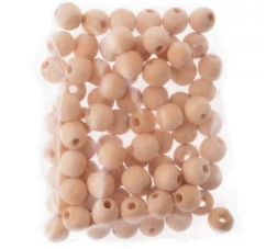 Korálky dřevěné 1cm , 1ks  přírodní
