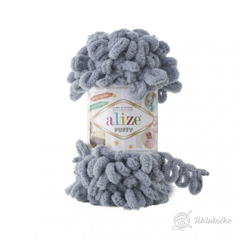 Příze Alize Puffy 428 – Ocelově šedá
