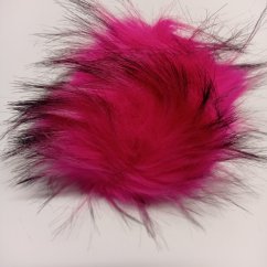 Bambule 15 cm z umělé kožešiny s poutkem fuchsiová s černými konci