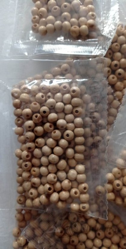 Dřevěné korálky O6 mm  10g světlé